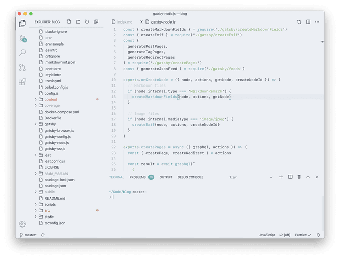 VS Code light theme: Polar, SF Mono